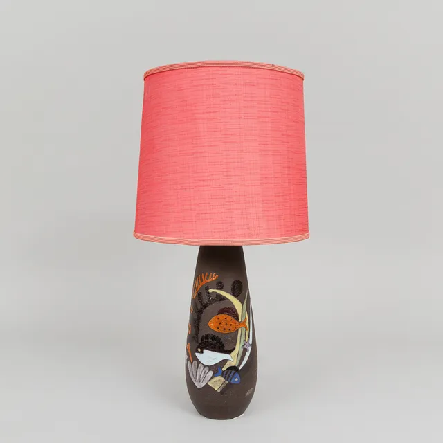 ANNA-LISA THOMSON. bordslampa, stengods, "Havsflora", Upsala Ekeby. 1950-tal.