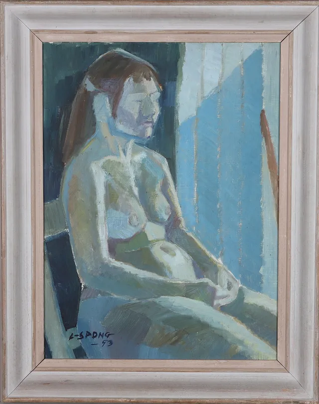 LENNART SPONG. (1920-2014), Olja på pannå, kvinnoporträtt, signerad och daterad -53.