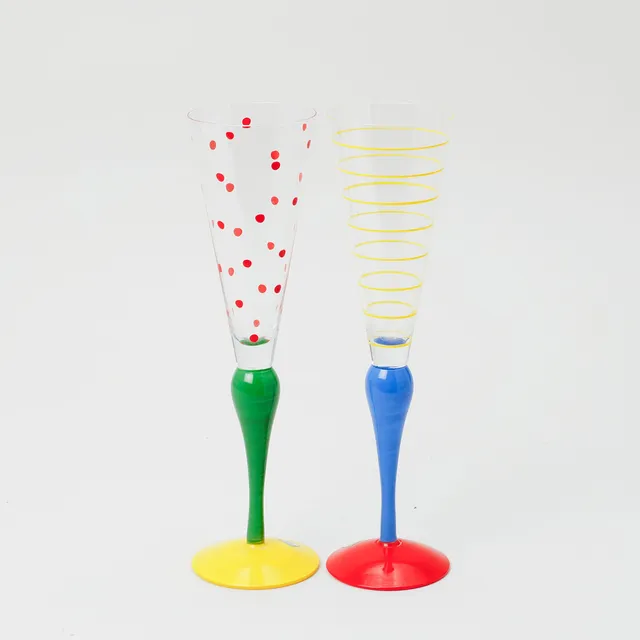 ANNE NILSSON. Champagneglas, 2 st, "Clown", Orrefors.