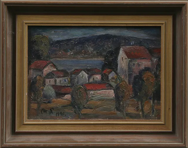 AXEL LUNDIN. OLJA på pannå, signerad, 1900-tal.