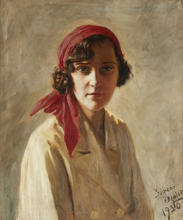 SIMEON ÖQUIST (1868-1955). Kvinna med sjal, signerad och daterad 1930, olja på duk.