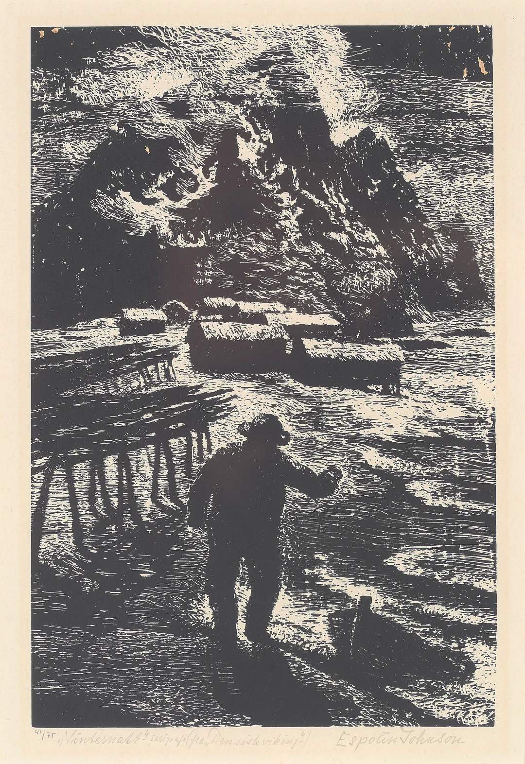 Johnson, Kaare Espolin — "Vinternatt I" 1974 — Kunst/Grafikk — Blomqvist