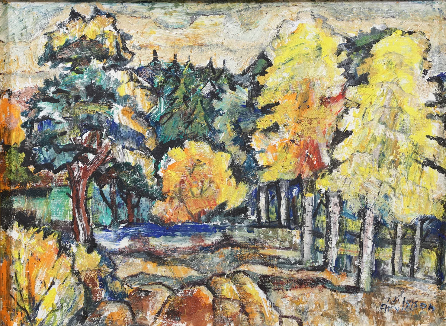 ARVID NILSSON. "Höst, Sibbaboda". Olja på duk, signerad. — Paintings — Växjö Auktionskammare