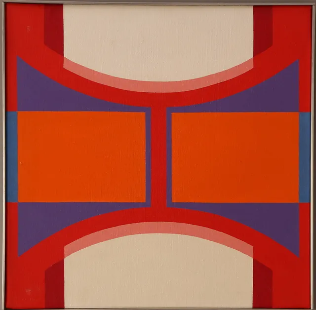 LENNART KÄRRABO. TAVLA, akryl duk, á-tergo signering L.Kärrabo -71, "Composition 15-2-71".
