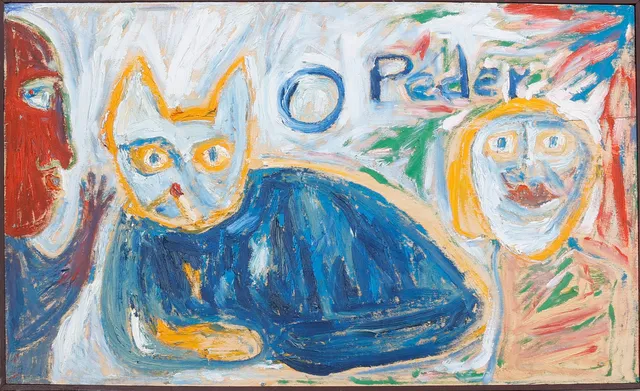 PEDER ANDERSSON. Olja på duk, signerad Peder "kattmålaren".