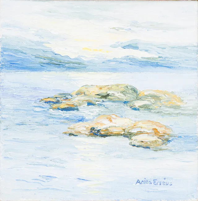 ANITA ERSÉUS. Havsbild, olja på duk, signerad.