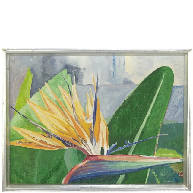 OLLE HALLÉN. Olja på duk, "Strelitzia", signerad.