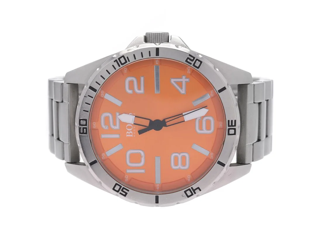 BOSS, Hugo Boss, herrur, 48 mm, stål, quartz, mineralglas (skadat), OBS: packning saknas, originallänk, viklås, längd ca 180 mm, ca 2015. — Klockor/Boss — Kaplans