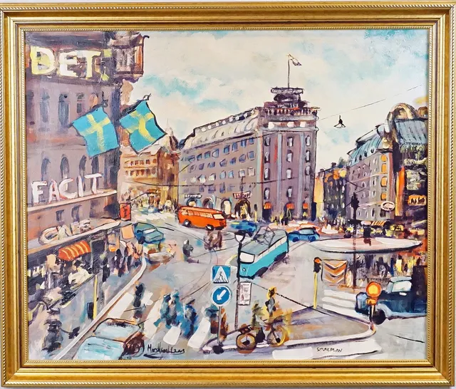 MATS HÅDELL (1958-2021), olja på duk, "Stureplan", signerad och daterad 2003.
