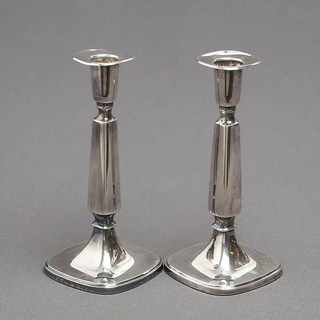 TORE ELDH. Ljusstakar, 1 par, silver, Ceson, 1983.