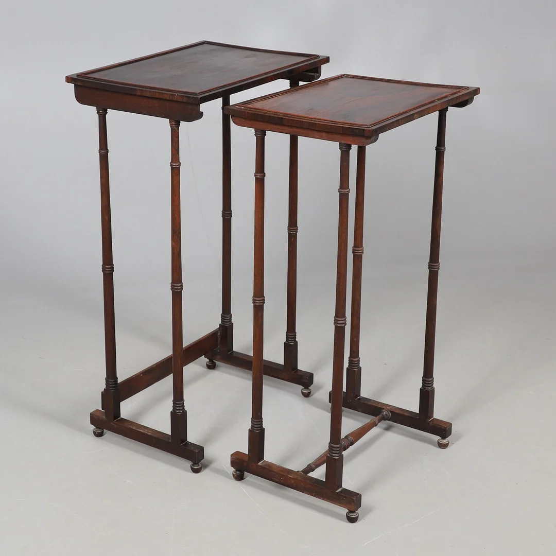 A VICTORIAN ROSEWOOD NEST OF TABLES AND A DRESSING STOOL. — Other — Lawrences Auctioneers