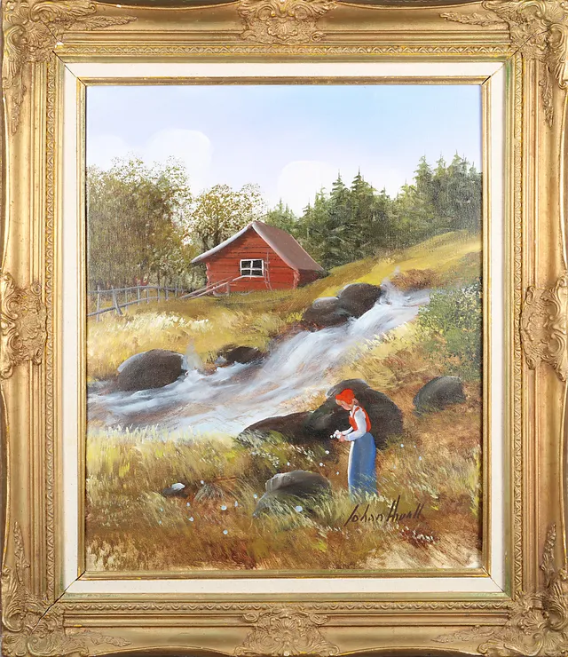 JOHAN ARVALL. TAVLA,landskap, olja på duk, signerad.