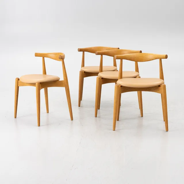 Hans J. Wegner, stolar, 4 st, CH20, Carl Hansen & Søn, Danmark.