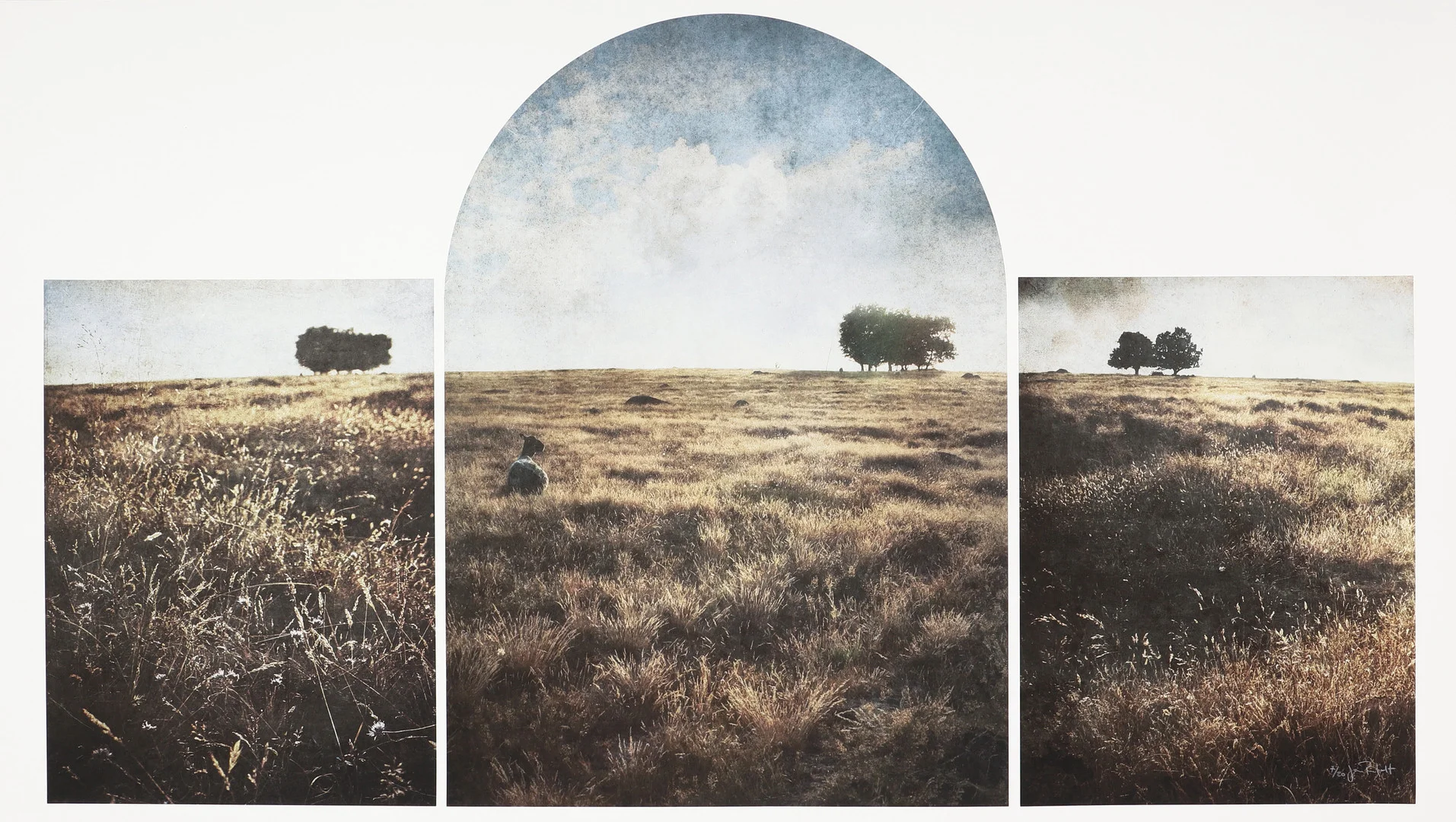 JAN RUFELT. "Landskap", triptyk, litografi, signerad. — Engravings & Prints — Garpenhus Auktioner
