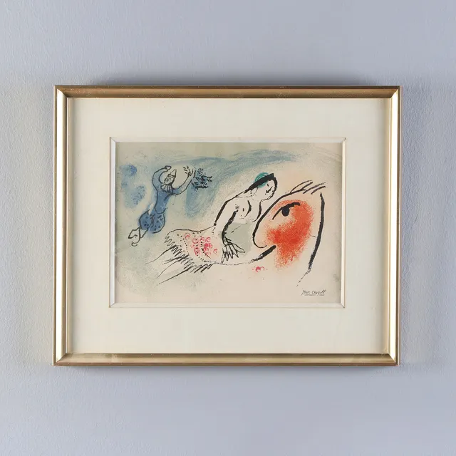 MARC CHAGALL. EFTER. Litografi. "Carte de Vouex pour Aime". Signerad i trycket.
