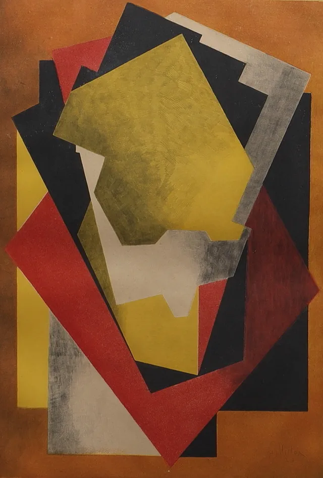 JACQUES VILLON (1875-1963). "Composition" (1928), signerad, numrerad 116/200, färglitografi.