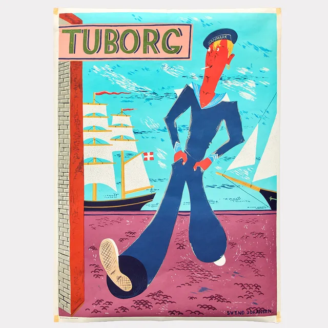 SVEND JOHANSEN. Reklamaffisch, "Tuborg" 1950-tal.