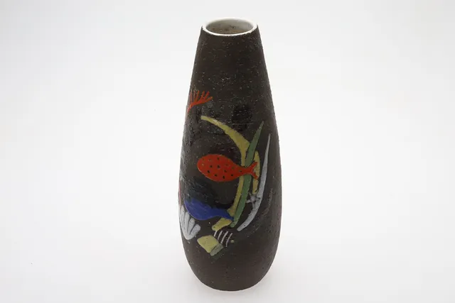 ANNA-LISA THOMSON, "Havsflora", delvis gladerad stengods, modell 1079B, Upsala-Ekeby, 1950-tal.