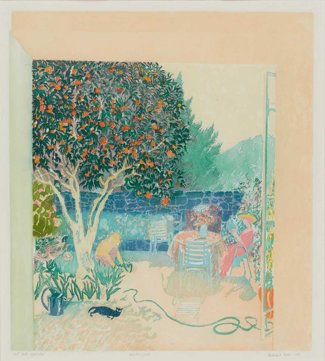 Finne, Ferdinand — "Under appelsintreet" 1990 — Kunst/Grafikk — Blomqvist