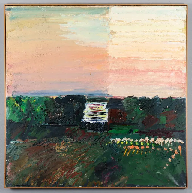 ENNO HALLEK (BORN 1931 ESTLAND). Landscape with pink sky.