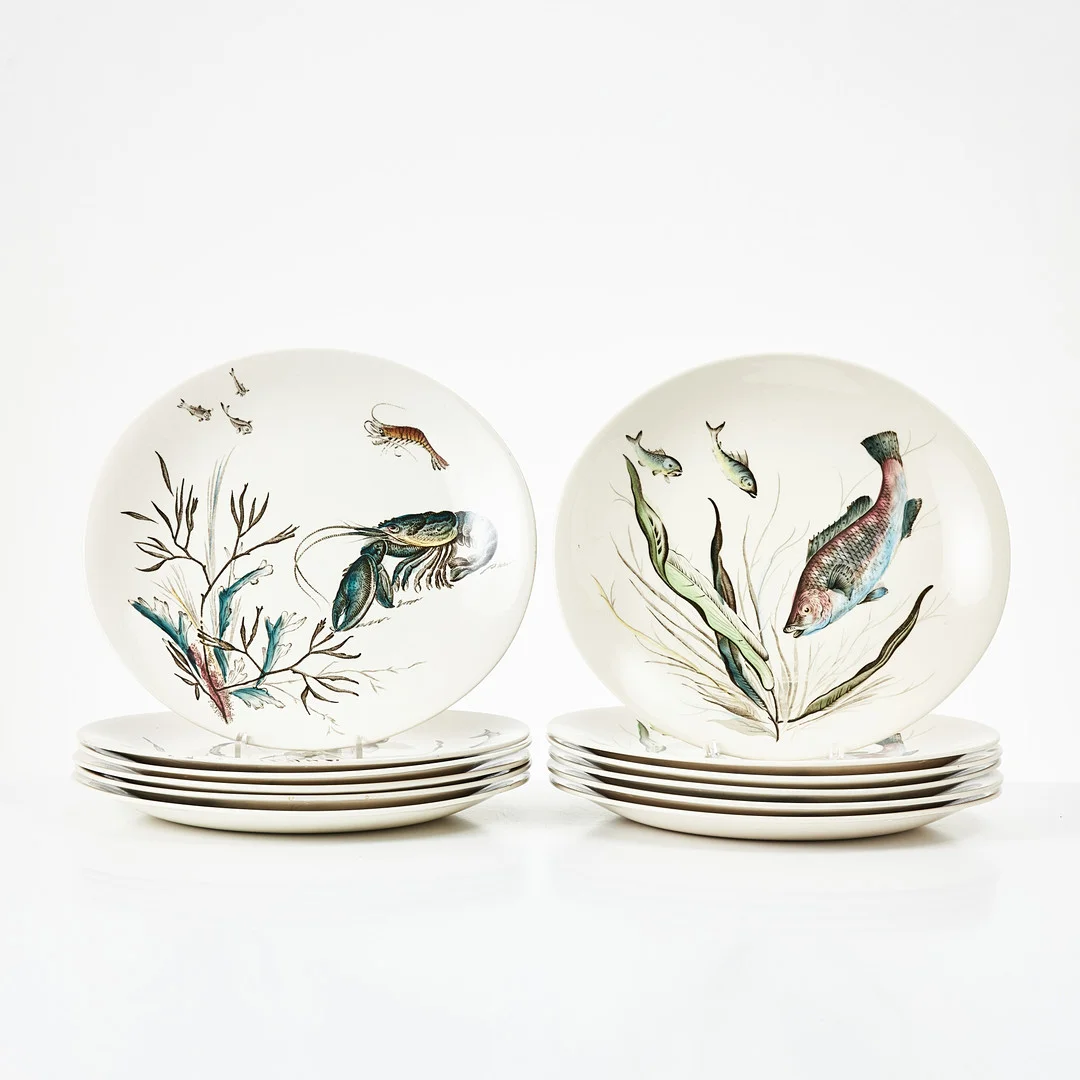 JOHNSON BROS. "Fish", tallrikar, 12 st., England. — Tableware — Stockholms Auktionsverk Magasin 5