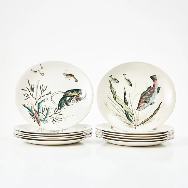 JOHNSON BROS. "Fish", tallrikar, 12 st., England.