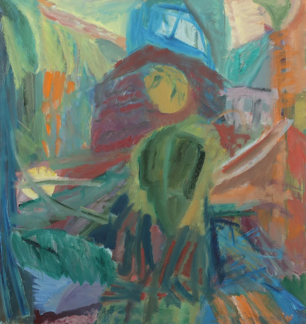 UBEKENDT KUNSTNER, Abstrakt Komposition. Utydeligt signeret nederst venstre hjørne. — Paintings — Palsgaard Kunstauktioner