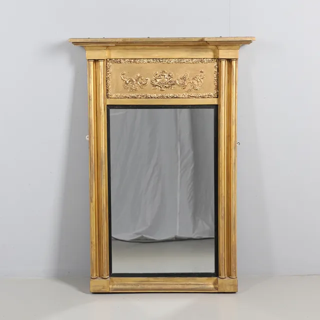 A MID-19TH CENTURY GILTWOOD PIER MIRROR.
