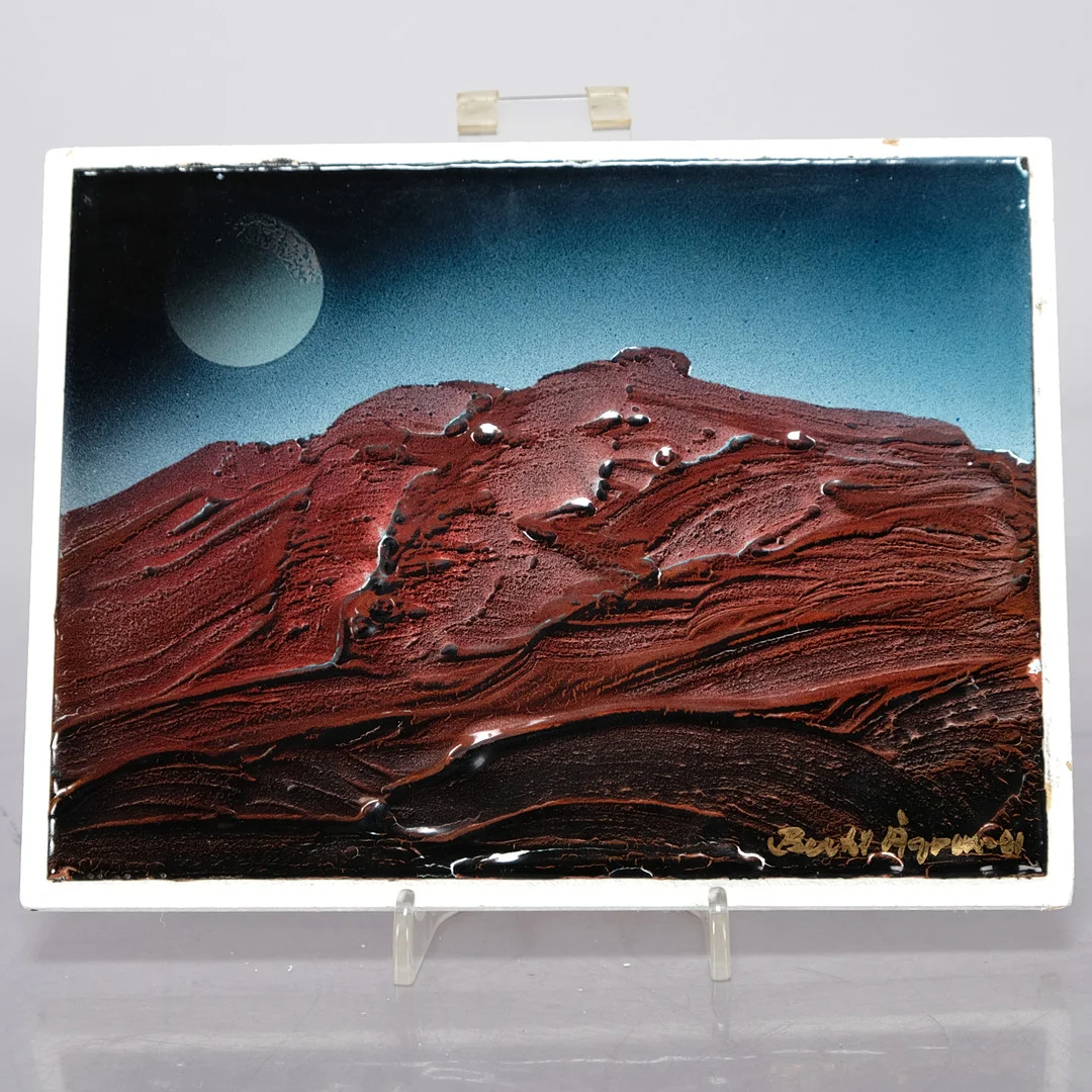 BERTIL ÅGREN. Emalj på plåt, Landskapsmotiv, Signerad. — Paintings — Norrlands Auktionsverk