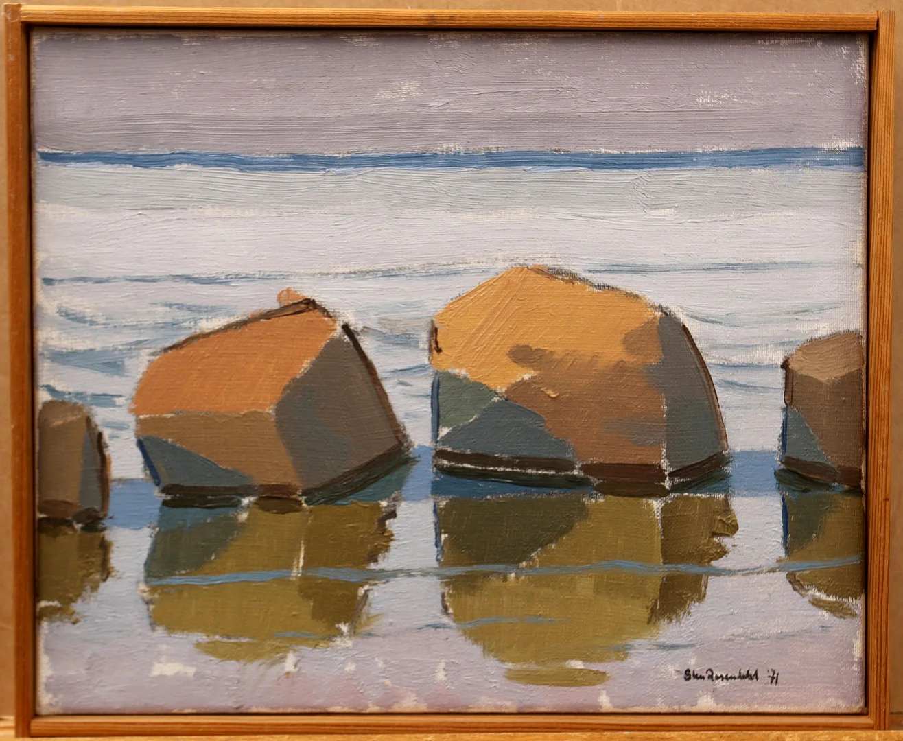 STEN ROSENDAHL. Kustbild med stenar, olja på duk, signerad och daterad -71. — Paintings — Limhamns Auktionsbyrå