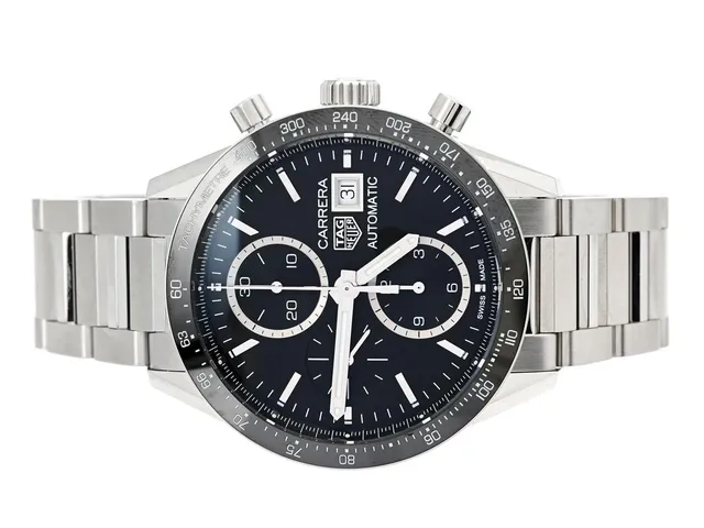 TAG HEUER, Carrera, "Tachymetre", Cal 16 (ETA 7750), Serie nr. WKG8136, Ref nr. CV201AJ.BA0715, Boett nr. CV201AJ-9, kronograf, herrur, 41 mm, stål, automatisk, safirglas, datum, originallänk, viklås, Ref nr. FAA094-X-J8/3178 Y, cert, september 2023, box, ytterkartong.