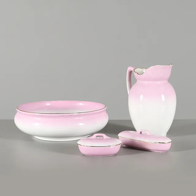 TVÄTTSET, flintgods, 4 delar, Rörstrand, 1900-talets första hälft.