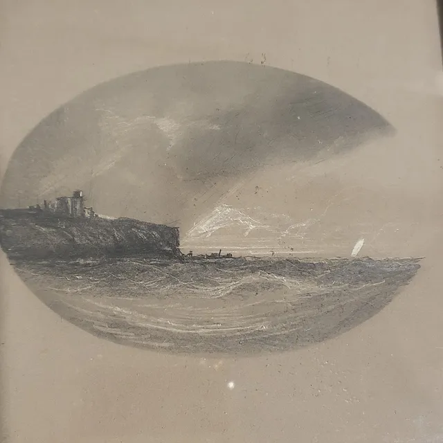 ANÓNIMO. DIBUJO CARBÓN Y CLARIÓN. PAISAJE COSTERO.