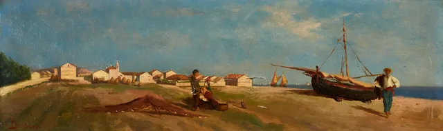 FRANCESCO BORSINI (Italien, 1843-1914), Kustbild, signerad F.Borsini, olja på duk.
