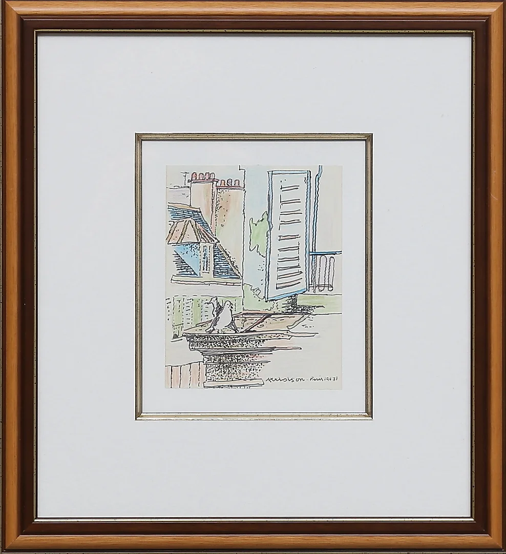 AXEL OLSON. Teckning, signerad och daterad paris -78. — Paintings — Gomér & Andersson Linköping