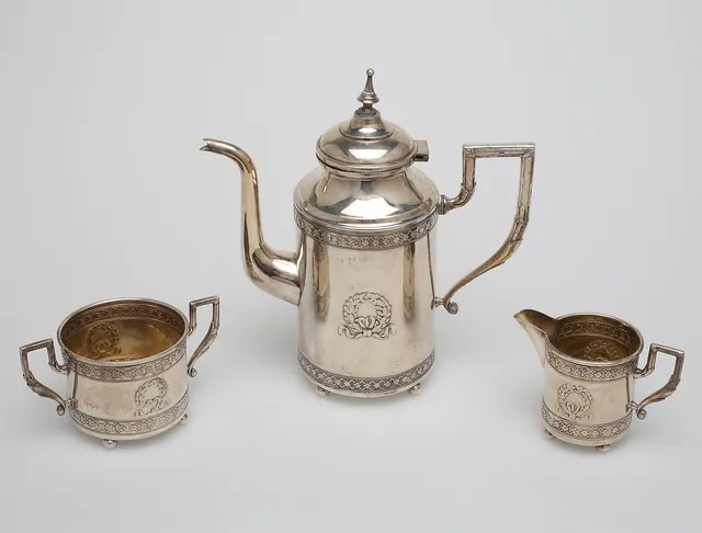 KAFFESERVIS, 3 delar, nysilver, Lindström, Eskilstuna.