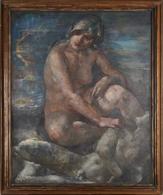 AXEL WALLERT (1890-1962). Sittande modell, signerad Wallert 1936-38, olja på pannå.