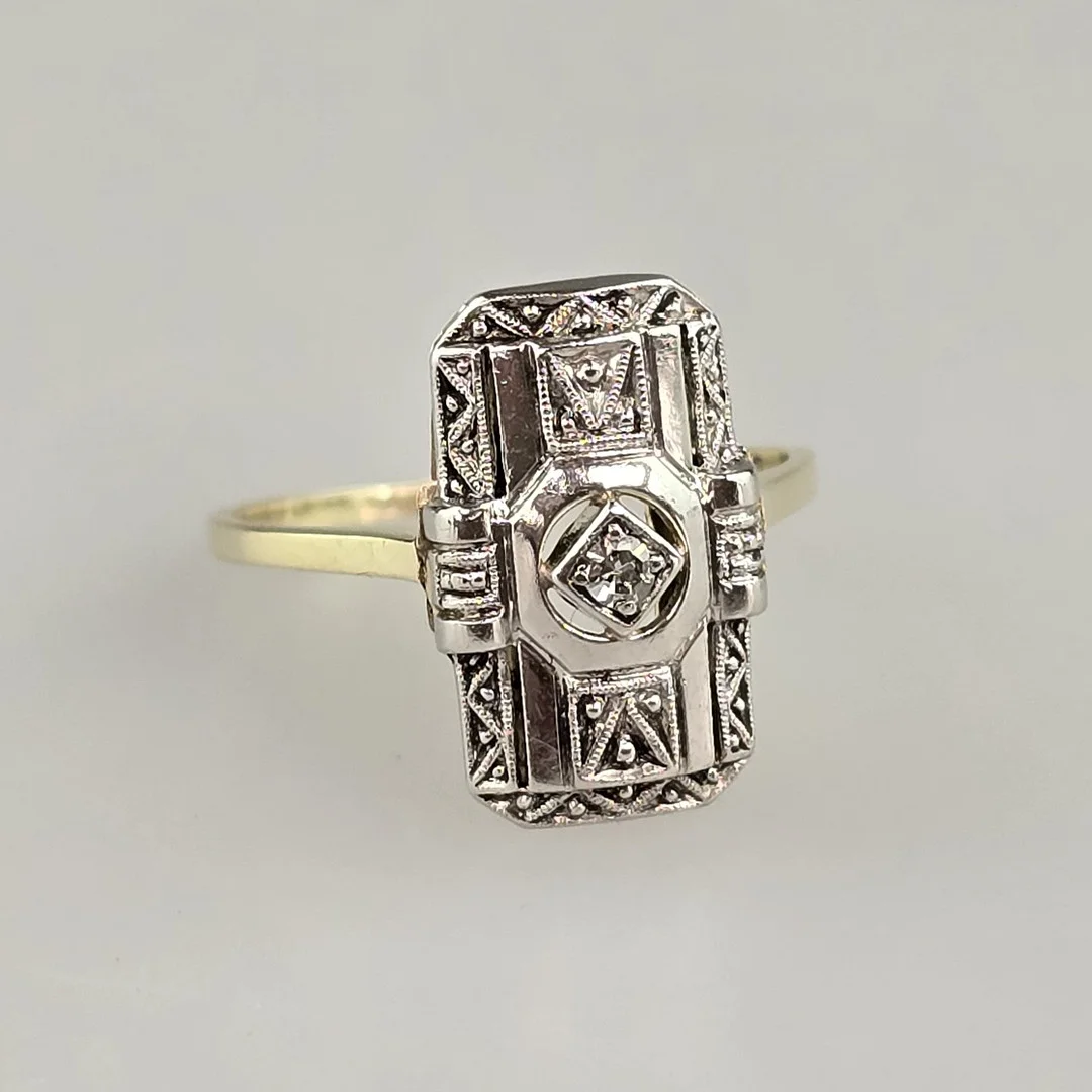 - ART-DÉCO-RING - 585/000 GELB- UND WEISSGOLD (14K). — Rings — Auktionshaus Blank