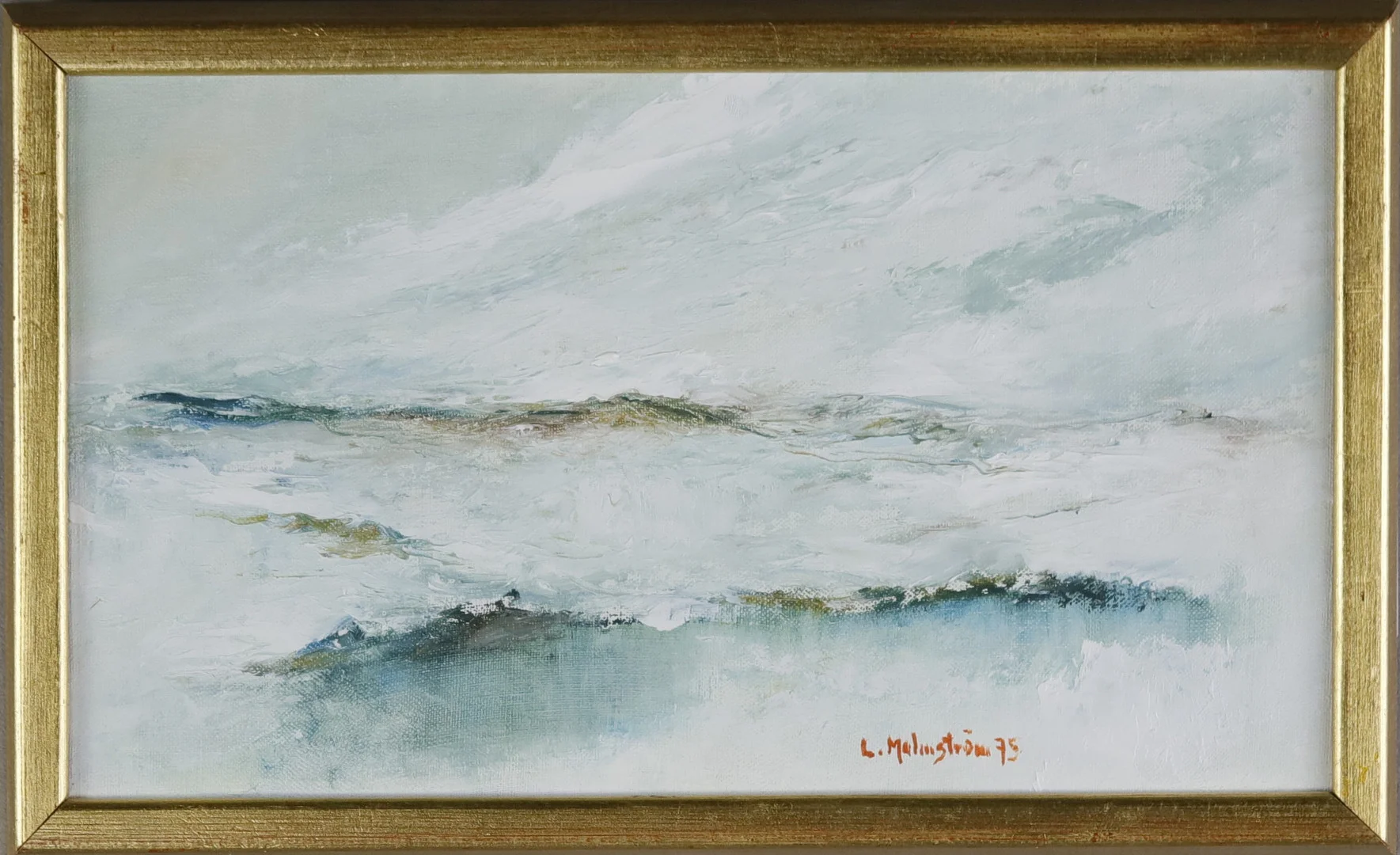 LENNART MALMSTRÖM. Olja på pannå, "Det skyar upp", signerad -75. — Paintings — Höganäs Auktionsverk