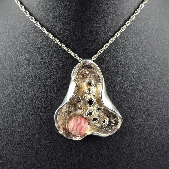 - Vintage-SILBERANHÄNGER mit Rhodochrosit.