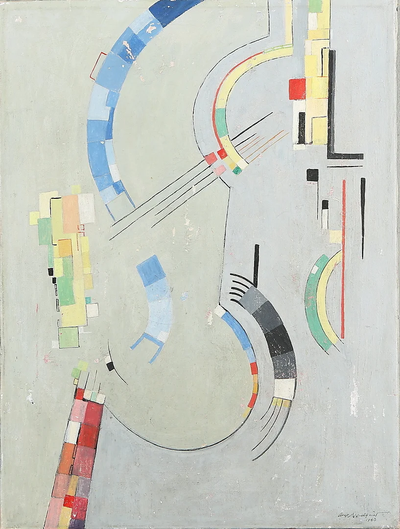 BENGT NORDQUIST. Komposition, olja på duk, signerad samt daterad 1960. — Paintings — Auktionshuset Kolonn