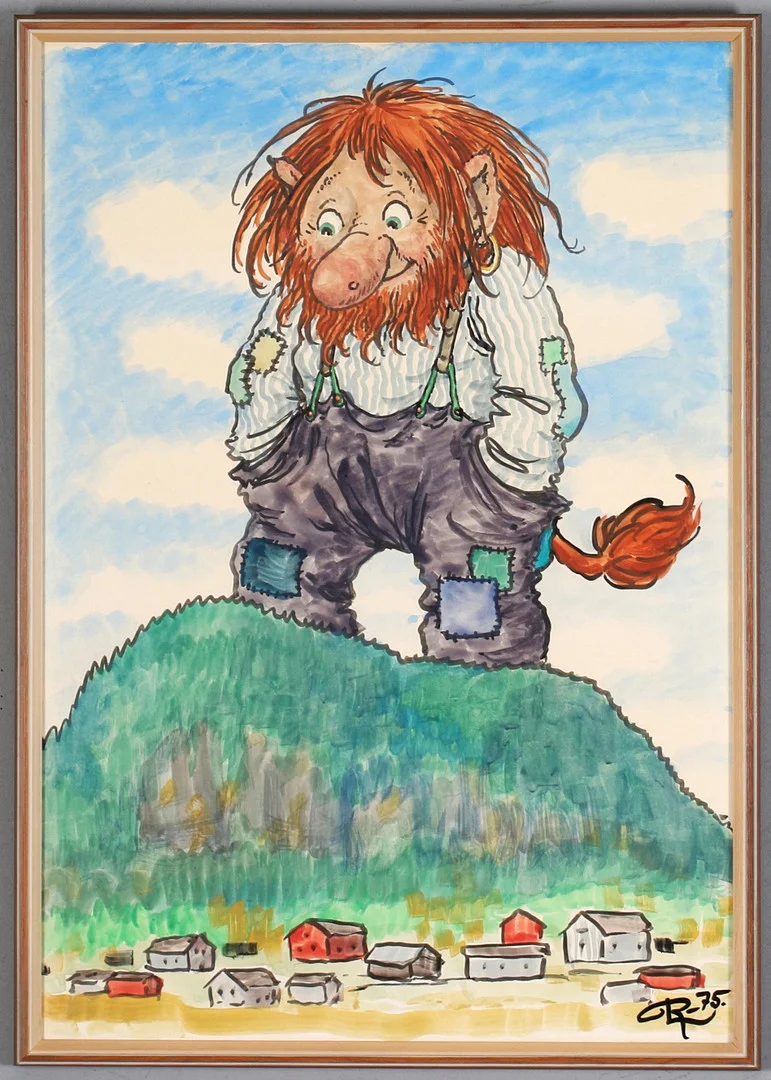 ROLF LIDBERG. "Nolbygubben", blandteknik, monogramsignerad och daterad -75. — Paintings — Stadsauktion Sundsvall