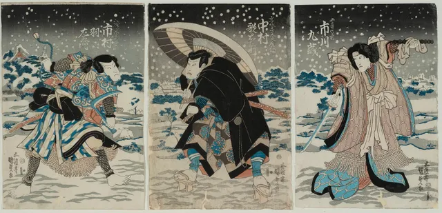 Kunisada, Utagawa — Kampscene i snø, 1820-årene