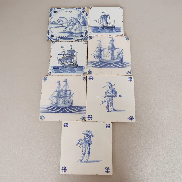 SEVEN DUTCH DELFT TILES (7).