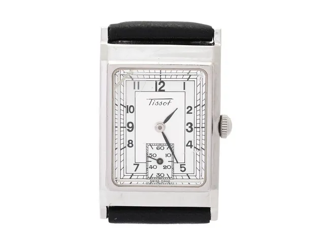 TISSOT, Heritage, Ref nr. T56.1.821.32, Boett nr. Z173W, herrur, 22 x 30 (36) mm, stål, quartz, mineralglas (skadat), liten sekundvisare, läderband, ca 1999.