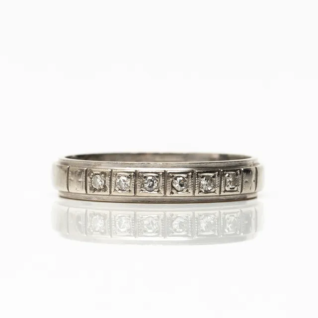 RING, vitguld 18k med 6 diamanter, Rosengren & Eriksson Guldsmedja, Stockholm 1962.