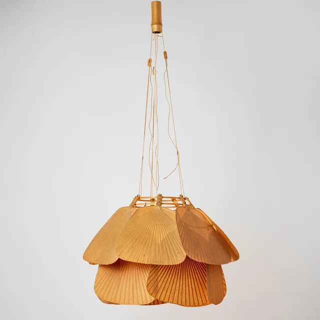 INGO MAURER. “Ju-Yon”, ceiling lamp, from the “Uchiwa” series, M Design, Germany, designed in 1973, bamboo and rice paper.