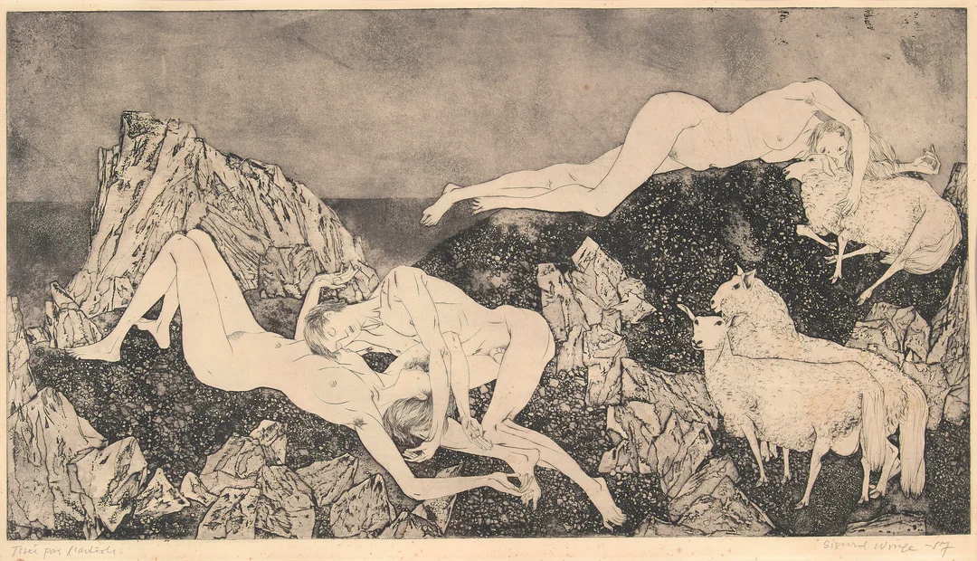 Winge, Sigurd — "Aften" 1957 — Kunst/Grafikk — Blomqvist