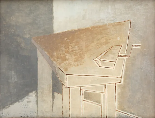HEINZ SEVENICH (Aachen/Tyskland 1935-2023) Abstrakt komposition, daterad a tergo, 18-03-1959, olja på pannå.