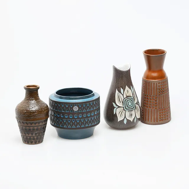 MARI SIMMULSON. Vaser, 4 stycken, Upsala Ekeby, lergods, 1960-tal.
